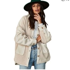 12th Tribe Cozy Cream Button-Up Sherpa Jacket Women's